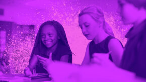 a graphic with students in a class