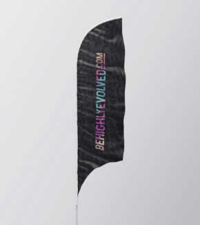 featherbanner with dark scale texture and colorful url