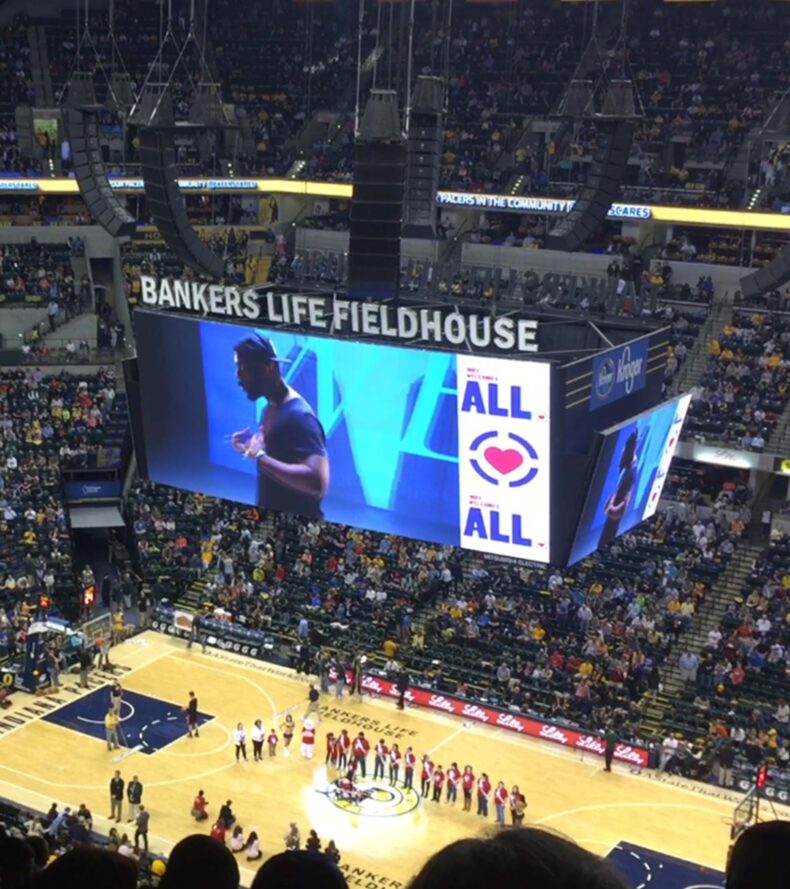 indy welcomes all video on screen at conseco fieldhouse
