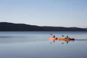 kayakers on lake monrie