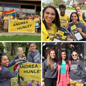 photo grid of andrea hunley supporters with signs from instagram
