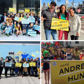 photo grid of andrea hunley supporters with signs from instagram