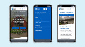 indiana state museum website displayed on mobile, t.c. steele pages displayed