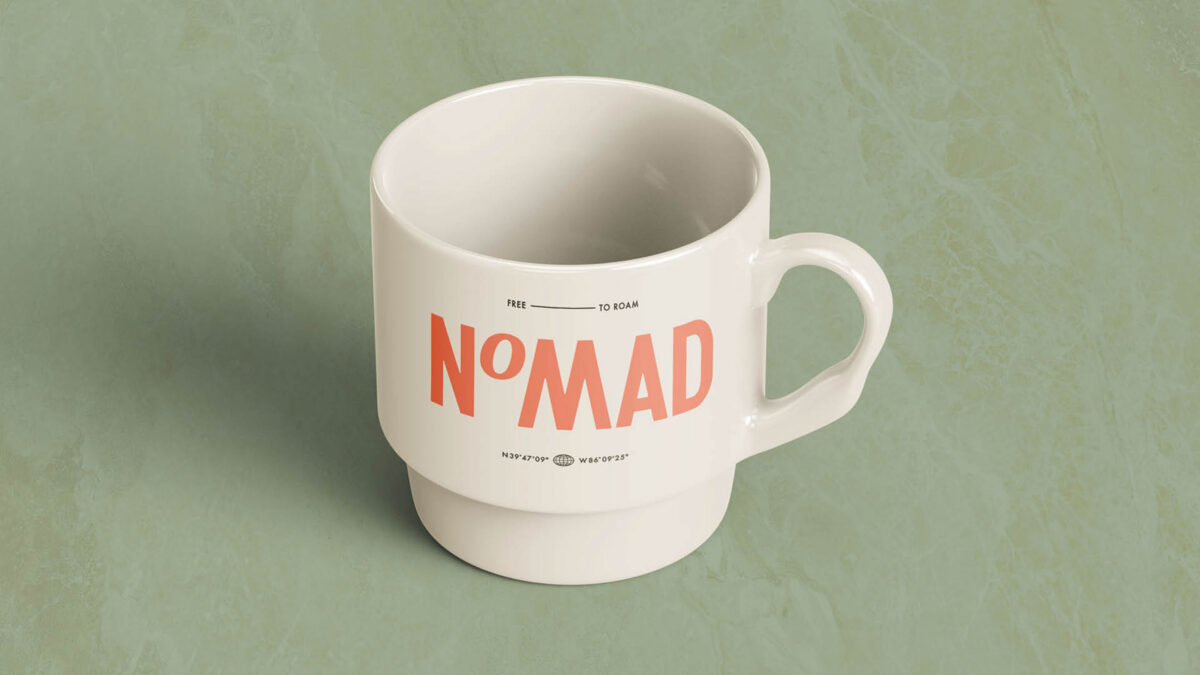 ceramic mug with nomad branding