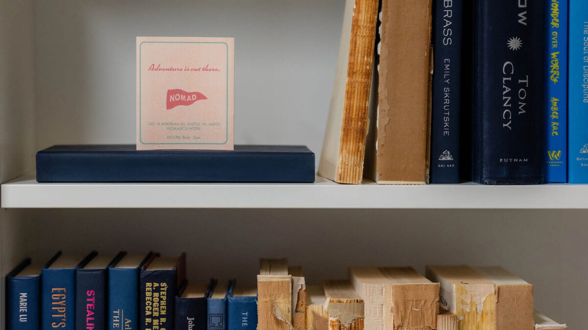 a branded nomad standee