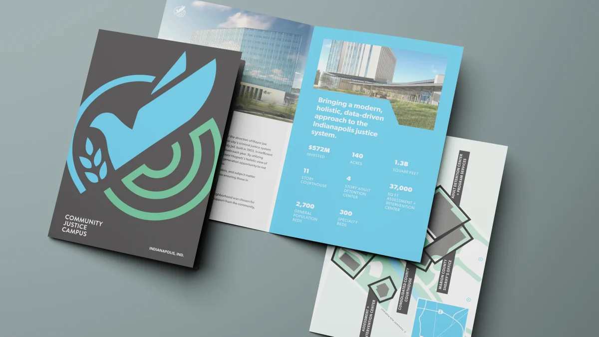 a brochure with information about community justice campus