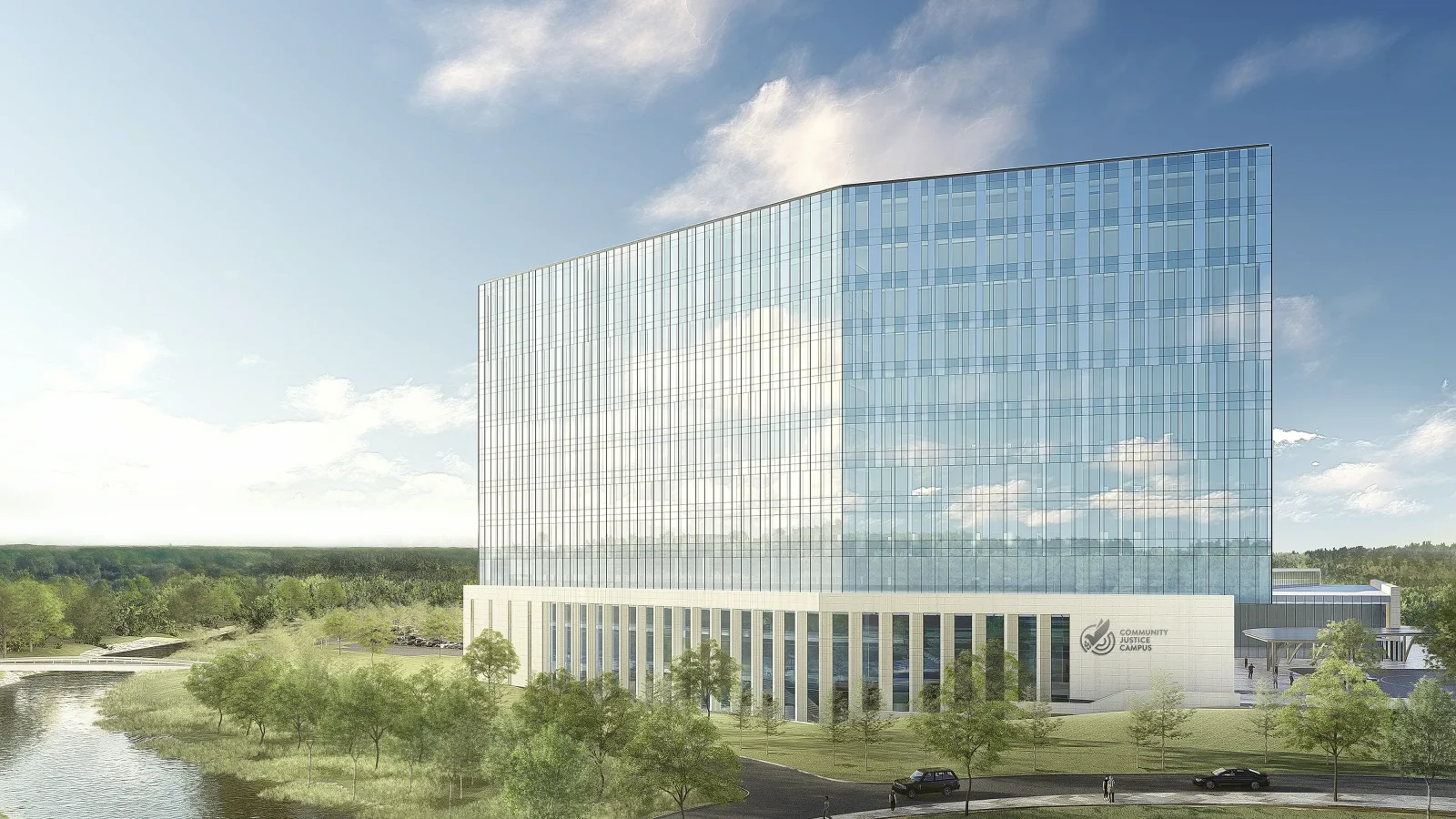 exterior rendering of the community justice campus