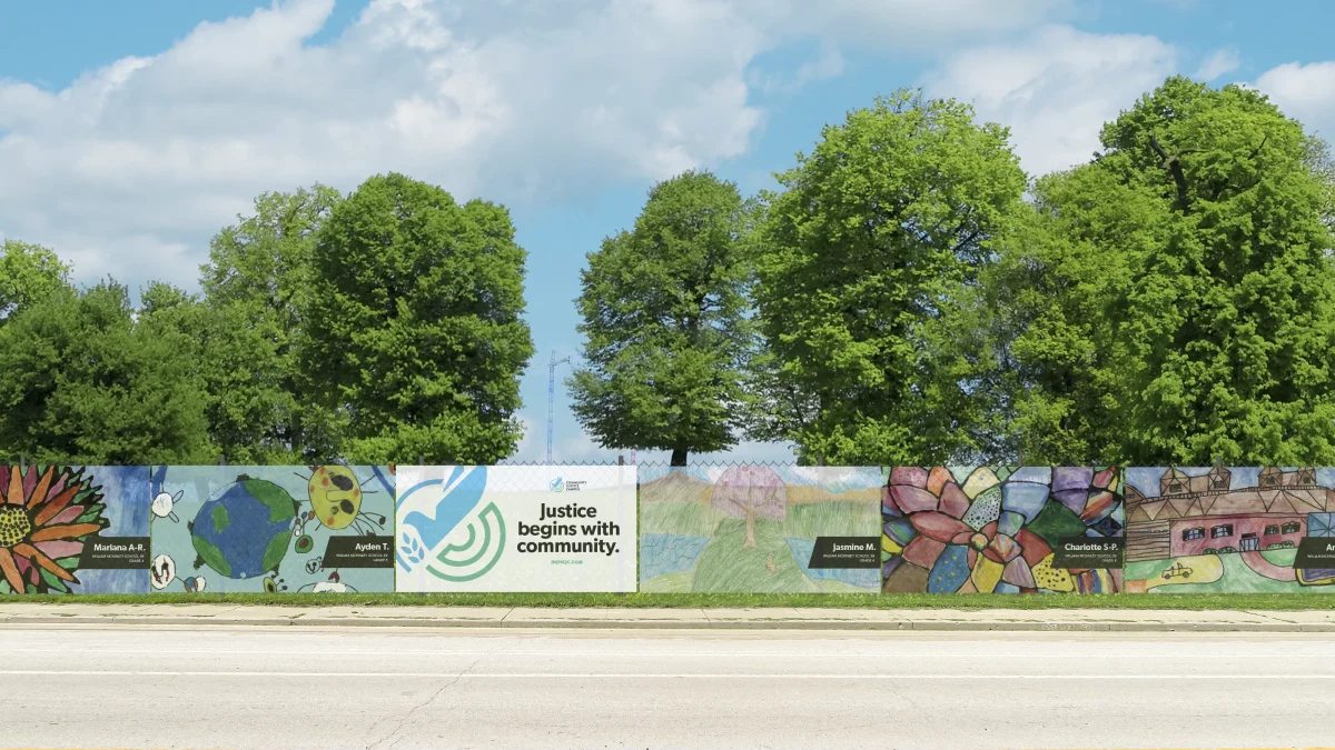 a rendering of the fences surrounding the build site for the cjc