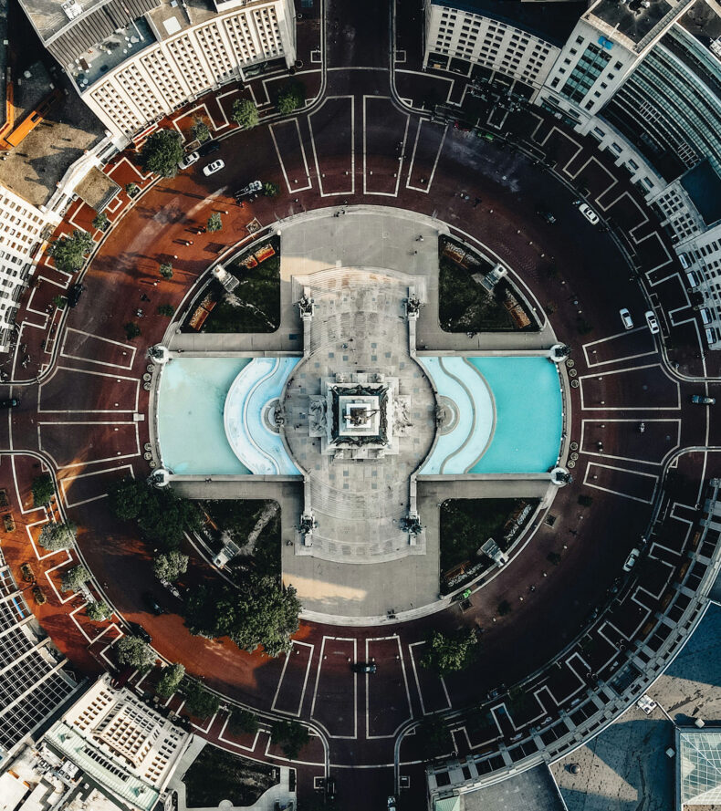 monument circle from above